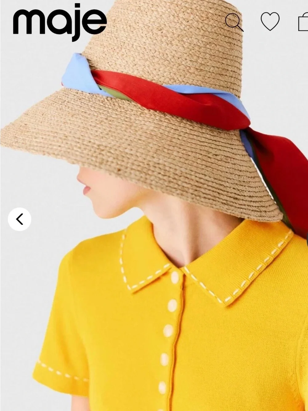 NWT Maje x Blanca Miró Raffia Hat With Printed Ribbon